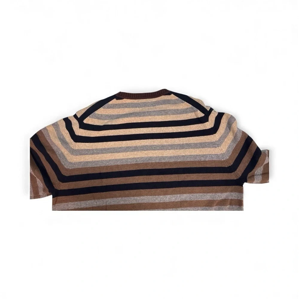 Haggar Men’s Striped  Crewneck Neutral Sweater XL– Warm & Cozy Y2K
